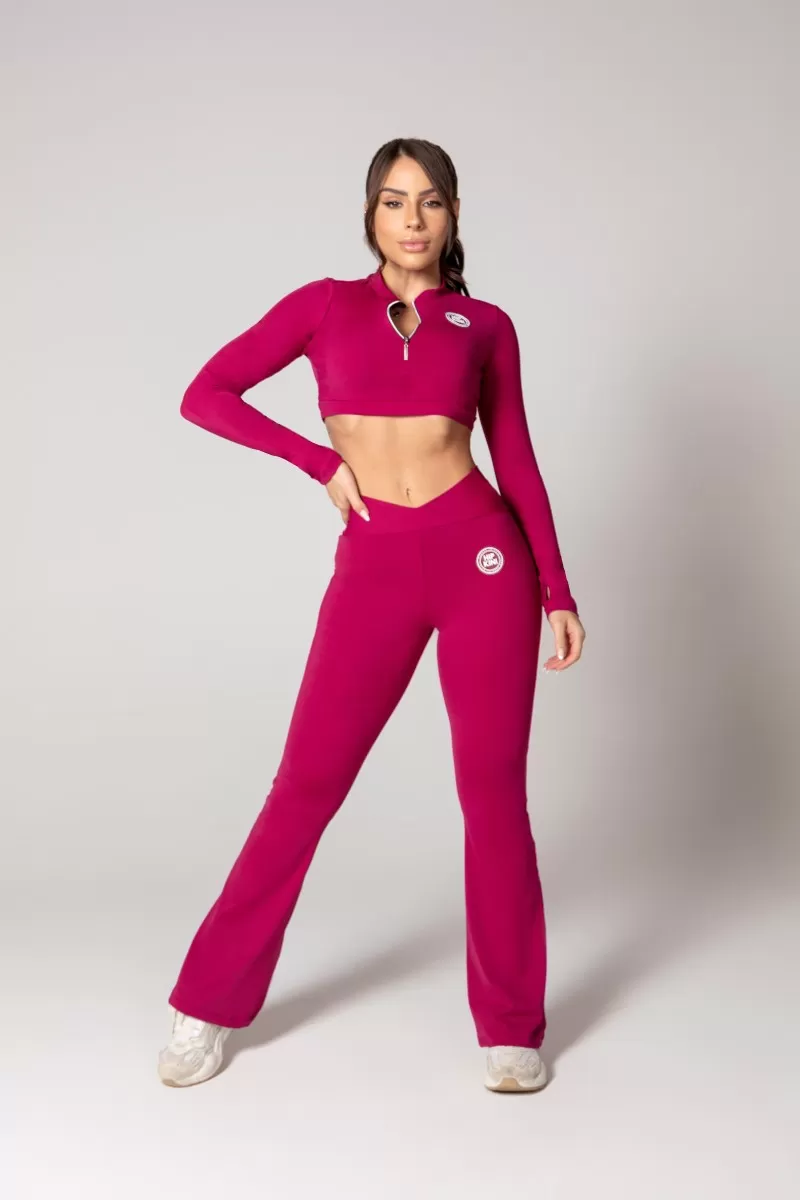 Hipkini - Cropped Athleisure Burgundy Long Sleeve - 33330612