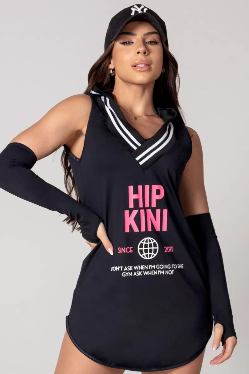 Hipkini - Large Black Athleisure T-Shirt with Hood - 33330559