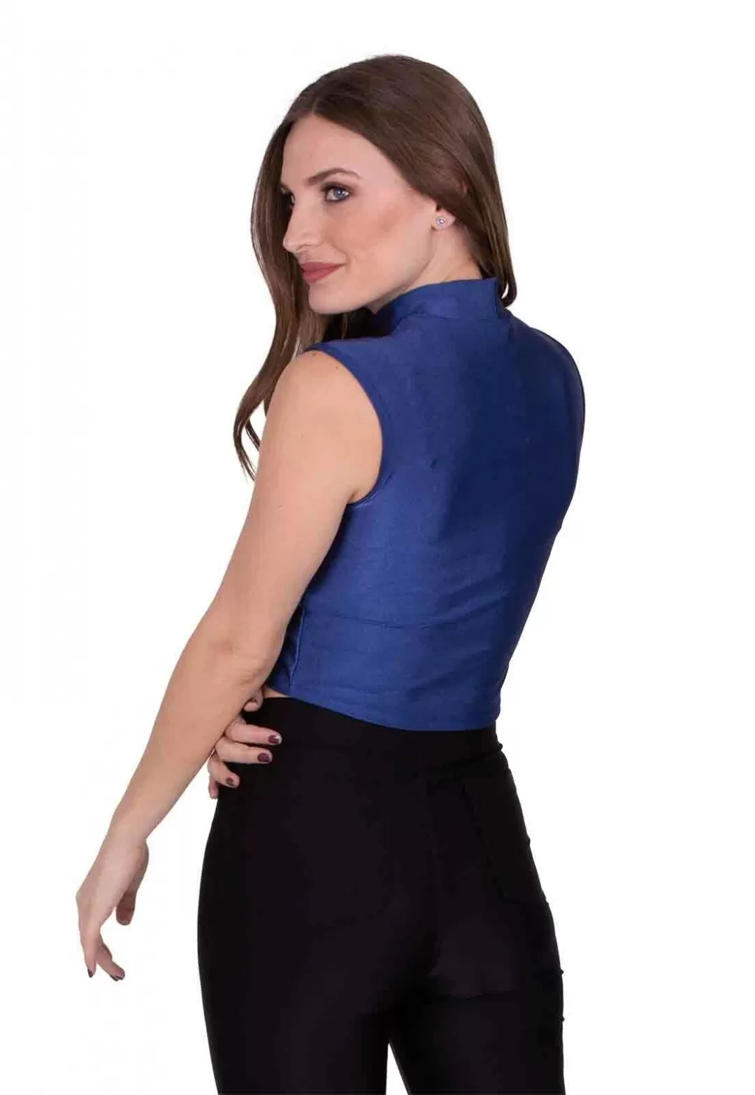 Miss Misses - Miss Misses Cirrê Shirt with Blue Choker Collar - 90157AZUL Miss Misses - Miss Misses Cirrê Shirt with Blue Choker Collar - 90157AZUL