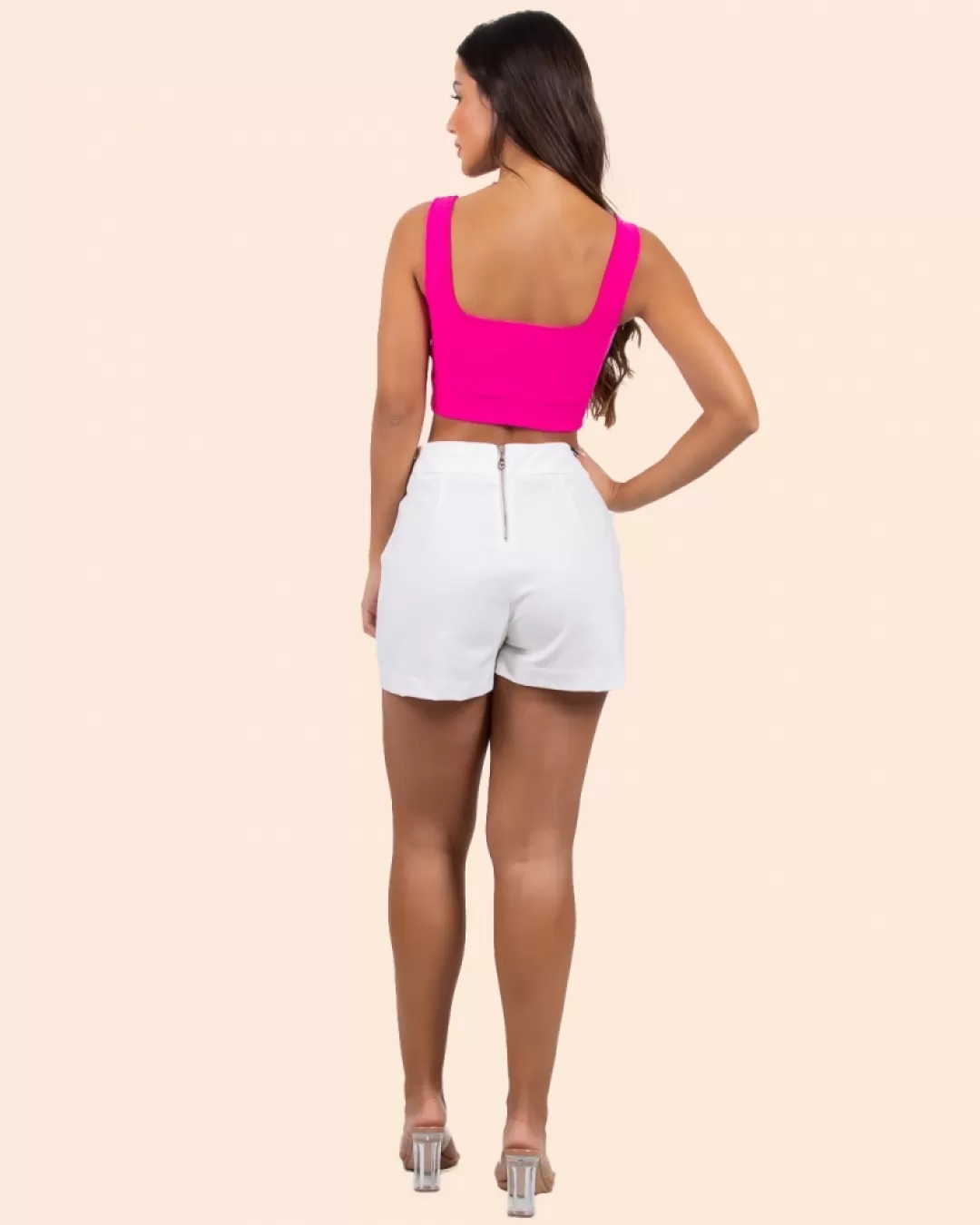 Miss Misses - Cropped Miss Misses Tank Shirt With Zipper Pink - 80438PINK Miss Misses - Cropped Miss Misses Tank Shirt With Zipper Pink - 80438PINK