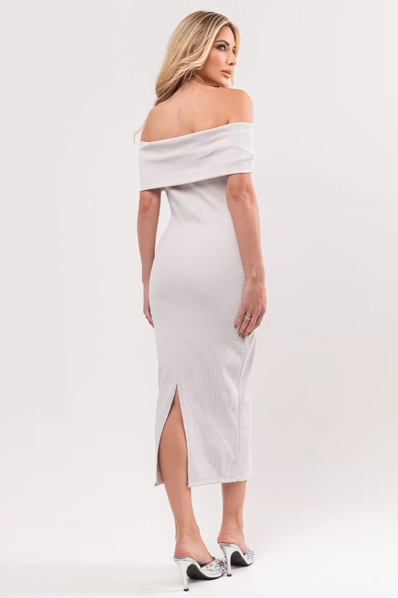 Miss Misses - Dress Miss Misses Ribbed Shoulder to Shoulder Ice - 80525064 Miss Misses - Dress Miss Misses Ribbed Shoulder to Shoulder Ice - 80525064