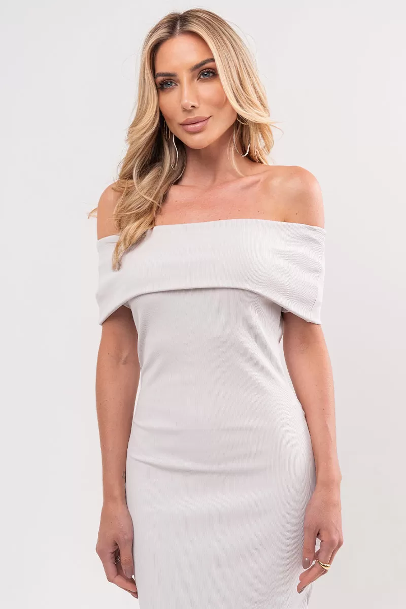Miss Misses - Dress Miss Misses Ribbed Shoulder to Shoulder Ice - 80525064 Miss Misses - Dress Miss Misses Ribbed Shoulder to Shoulder Ice - 80525064