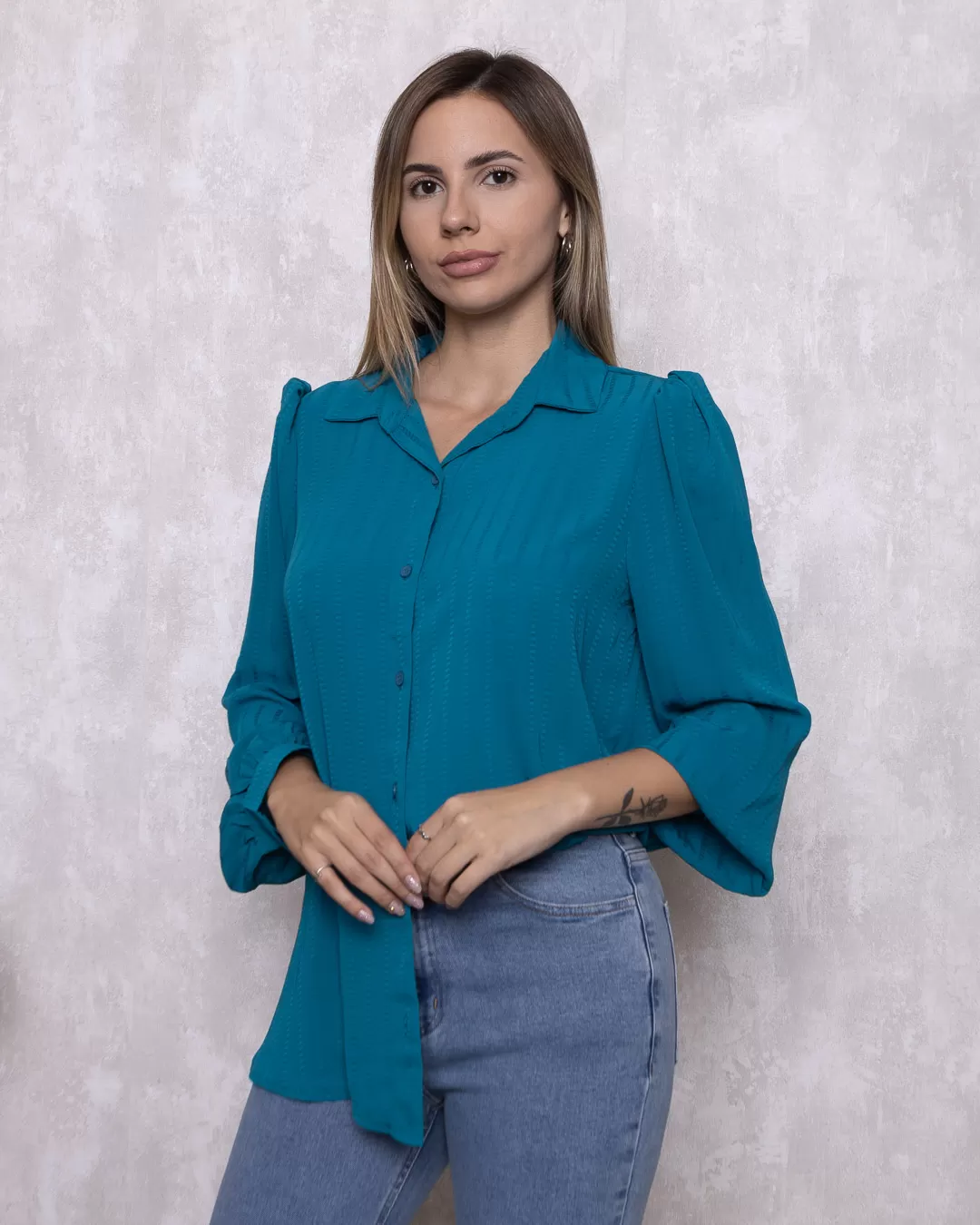 Innocence - Innocence Pleat Shirt Blue - 10871AZUL Innocence - Innocence Pleat Shirt Blue - 10871AZUL