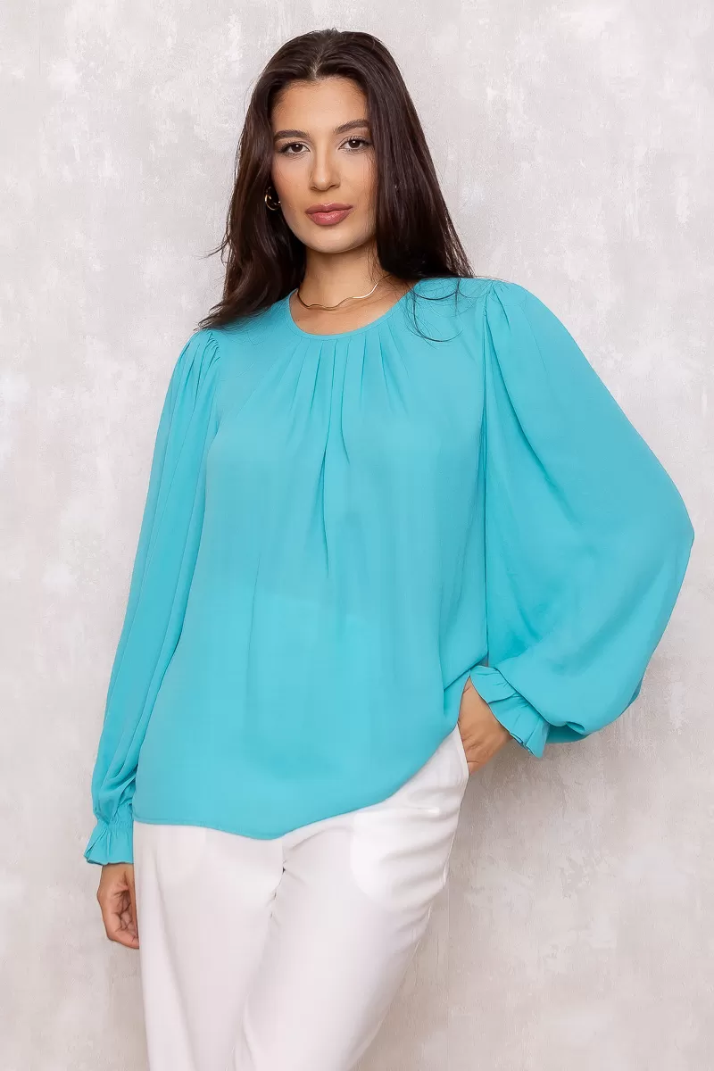 Innocence - Innocence Pleat Shirt Blue - 10689AZUL