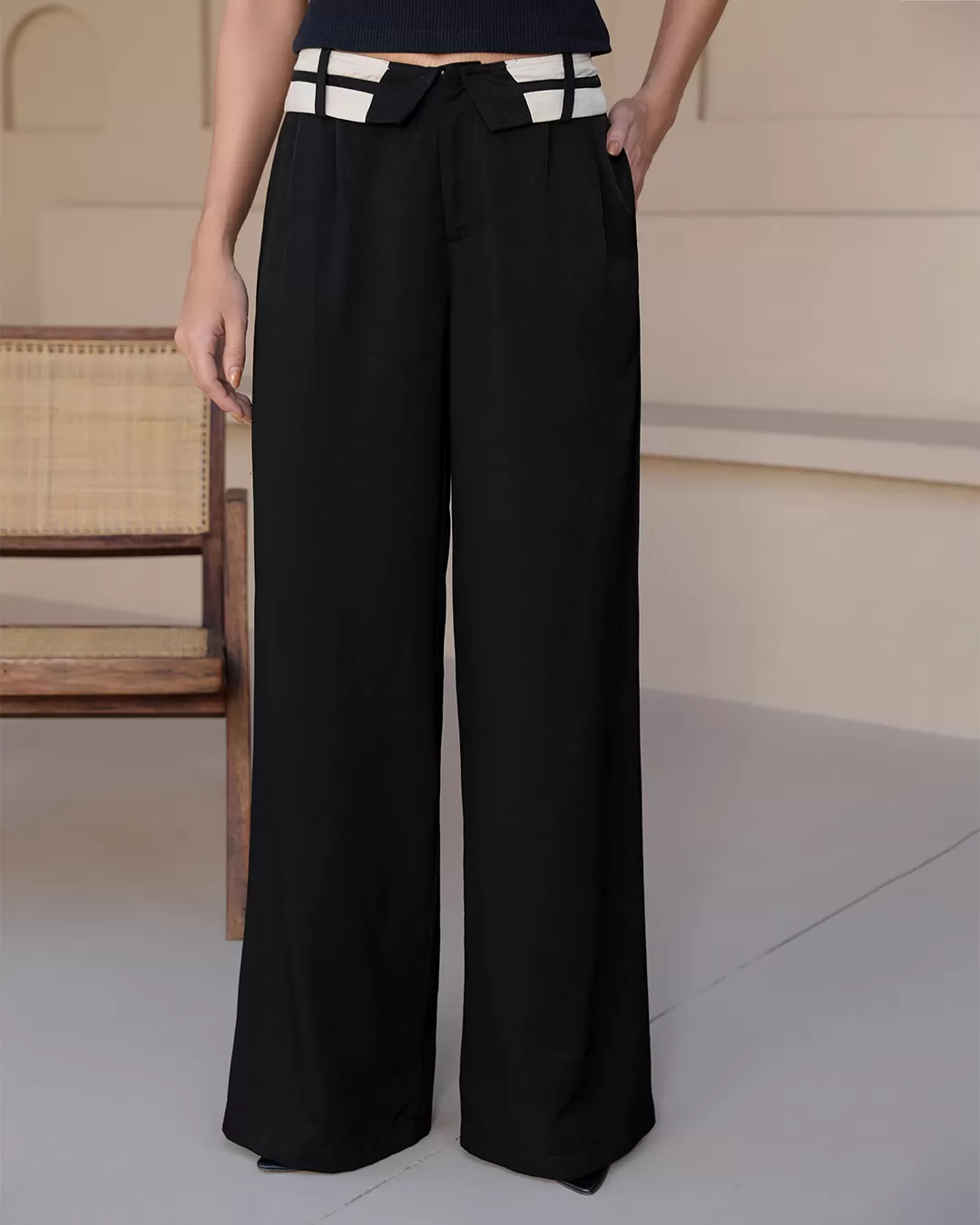 Dot Clothing - Pants Dot Clothing Wide Leg Folded Waistband Black - 2348PRETO Dot Clothing - Pants Dot Clothing Wide Leg Folded Waistband Black - 2348PRETO