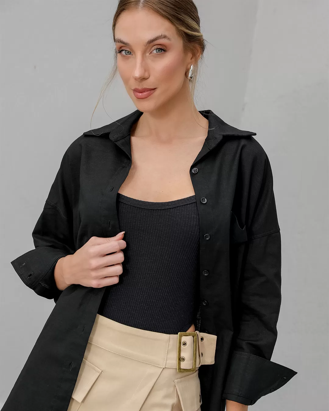 Dot Clothing - Dot Clothing Black Linen Shirt - 2376PRETO Dot Clothing - Dot Clothing Black Linen Shirt - 2376PRETO