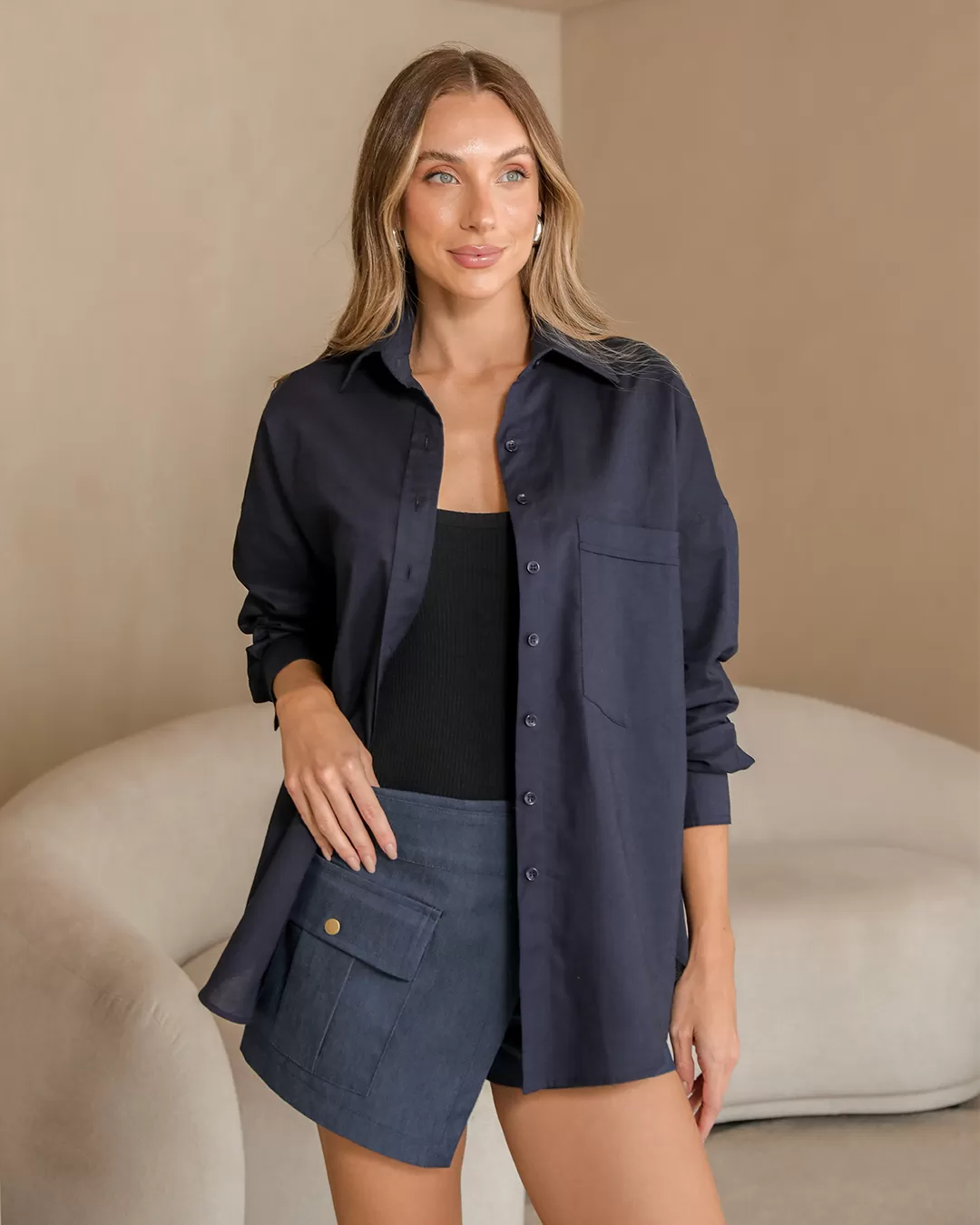 Dot Clothing - Dot Clothing Blue Linen Shirt - 2376AZUL Dot Clothing - Dot Clothing Blue Linen Shirt - 2376AZUL