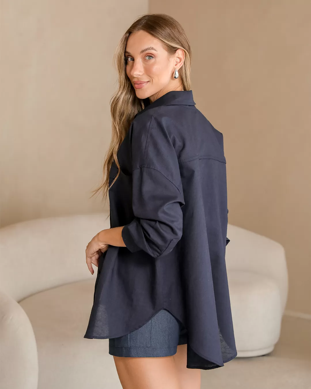 Dot Clothing - Dot Clothing Blue Linen Shirt - 2376AZUL Dot Clothing - Dot Clothing Blue Linen Shirt - 2376AZUL