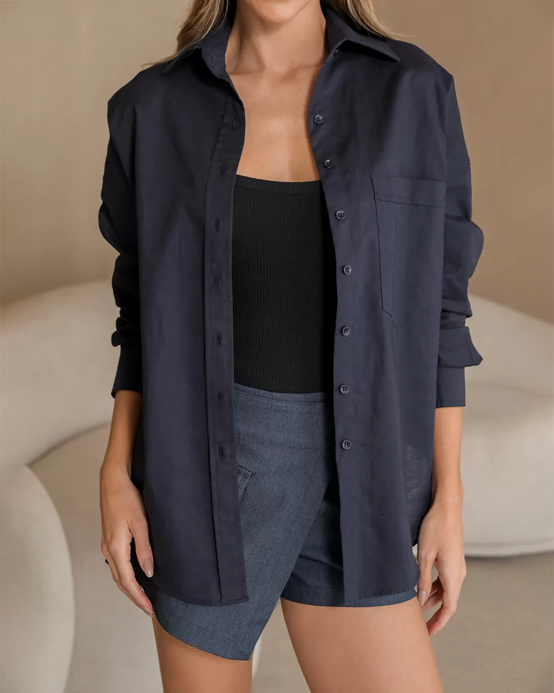 Dot Clothing - Dot Clothing Blue Linen Shirt - 2376AZUL Dot Clothing - Dot Clothing Blue Linen Shirt - 2376AZUL