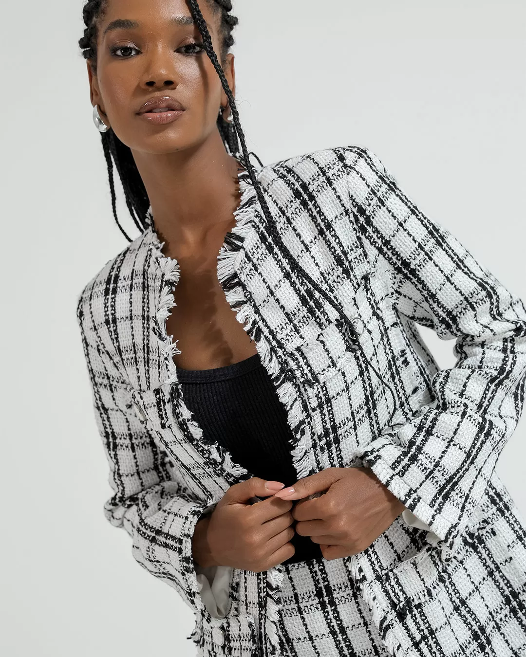 Dot Clothing - Set Dot Clothing Shorts and Blazer Tweedy Offwhite - 2377OFF Dot Clothing - Set Dot Clothing Shorts and Blazer Tweedy Offwhite - 2377OFF