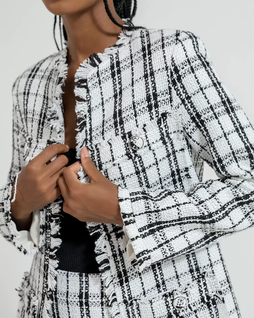 Dot Clothing - Set Dot Clothing Shorts and Blazer Tweedy Offwhite - 2377OFF Dot Clothing - Set Dot Clothing Shorts and Blazer Tweedy Offwhite - 2377OFF