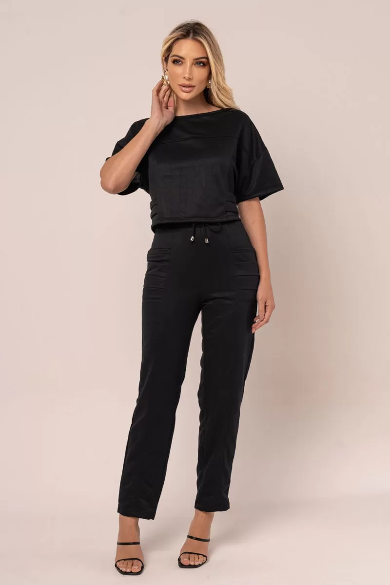 Miss Misses - Miss Misses Short Sleeve Sweatshirt Black - 54324001 Miss Misses - Miss Misses Short Sleeve Sweatshirt Black - 54324001