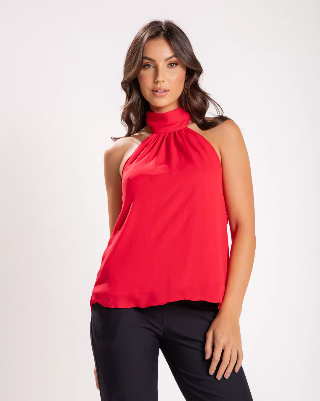 Miss Misses - Miss Misses Chiffon Halter Shirt Red - 54117VERMELHO Miss Misses - Miss Misses Chiffon Halter Shirt Red - 54117VERMELHO