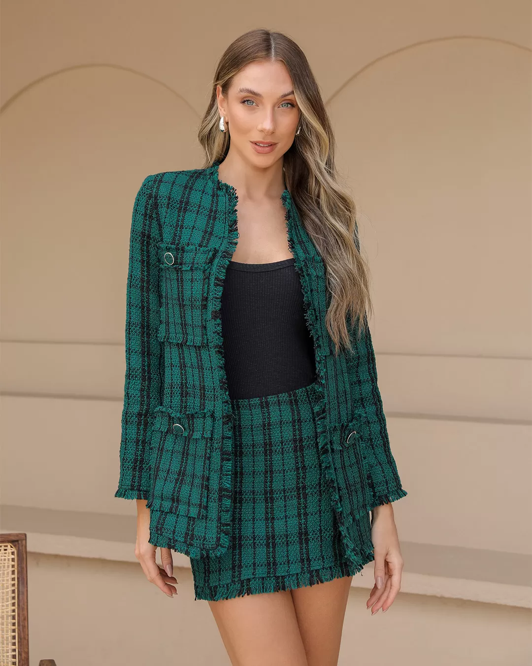 Dot Clothing - Set Dot Clothing Shorts and Green Tweedy Blazer - 2377VERDE Dot Clothing - Set Dot Clothing Shorts and Green Tweedy Blazer - 2377VERDE