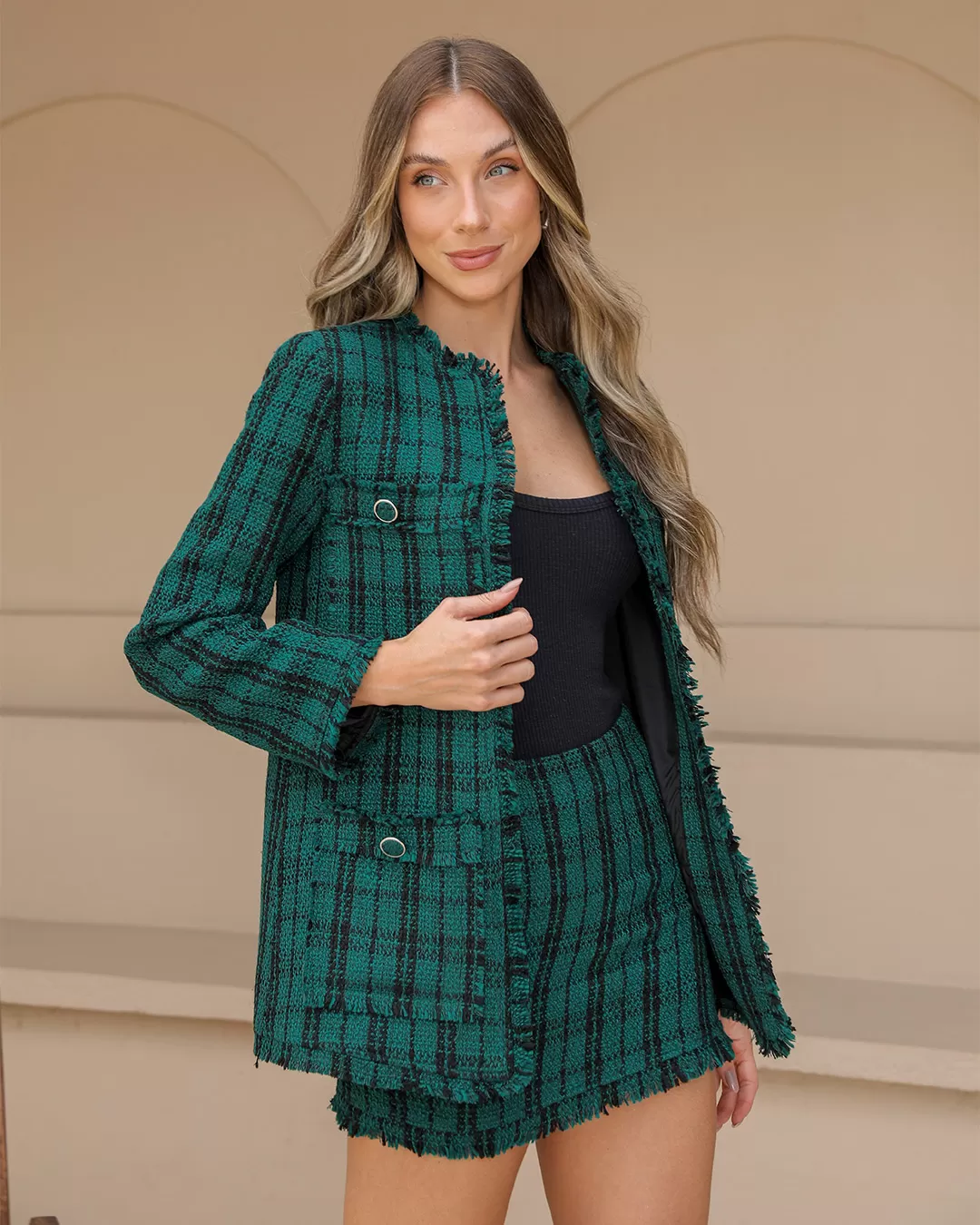 Dot Clothing - Set Dot Clothing Shorts and Green Tweedy Blazer - 2377VERDE Dot Clothing - Set Dot Clothing Shorts and Green Tweedy Blazer - 2377VERDE