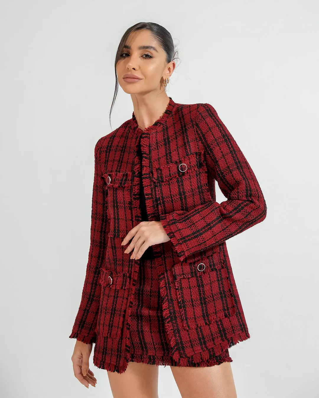 Dot Clothing - Set Dot Clothing Shorts and Red Tweedy Blazer - 2377VERMELHO Dot Clothing - Set Dot Clothing Shorts and Red Tweedy Blazer - 2377VERMELHO