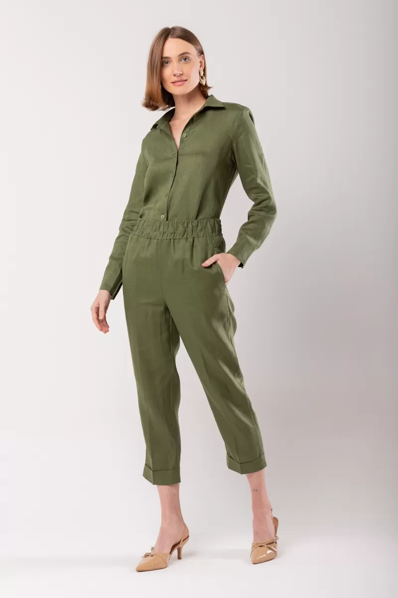 Hidrogênio - CARROT POLIANA 100% GREEN LINEN PANTS - 20060009 Hidrogênio - CARROT POLIANA 100% GREEN LINEN PANTS - 20060009