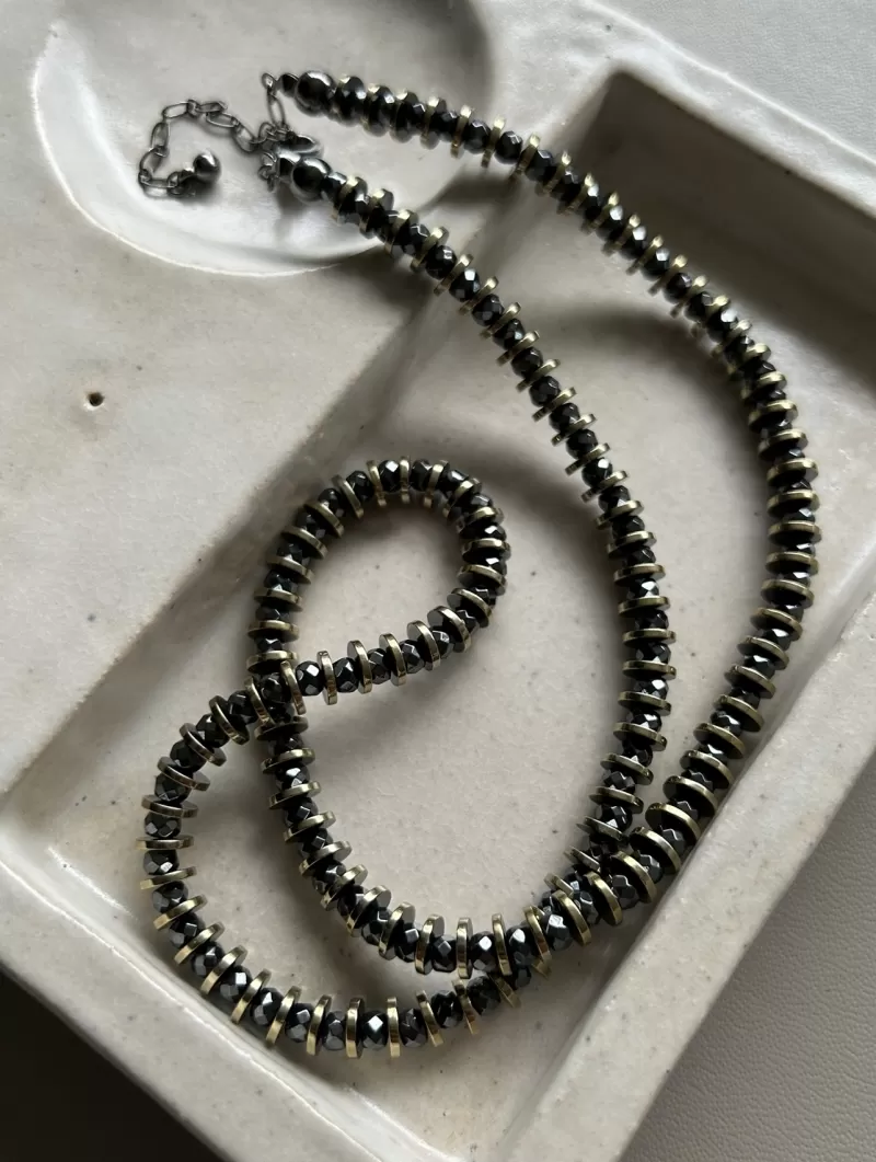 Mikabe - Gold/Graphite Hematite Necklace - MK1744