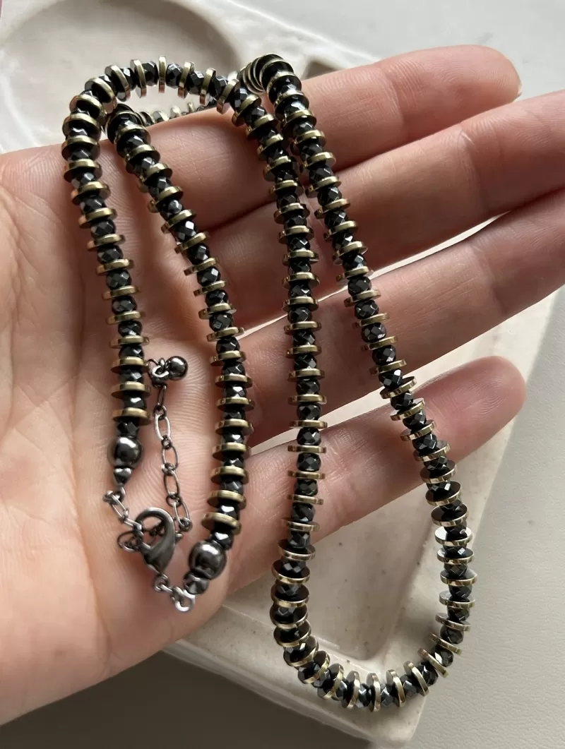Mikabe - Gold/Graphite Hematite Necklace - MK1744