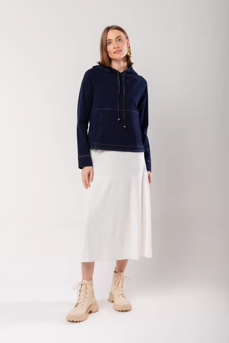 Hidrogênio - BLOUSE WITH DENIM JEANS MESH HOOD - 20043042 Hidrogênio - BLOUSE WITH DENIM JEANS MESH HOOD - 20043042