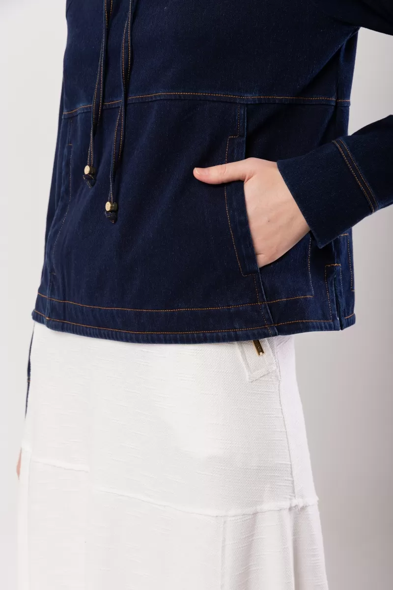 Hidrogênio - BLOUSE WITH DENIM JEANS MESH HOOD - 20043042 Hidrogênio - BLOUSE WITH DENIM JEANS MESH HOOD - 20043042