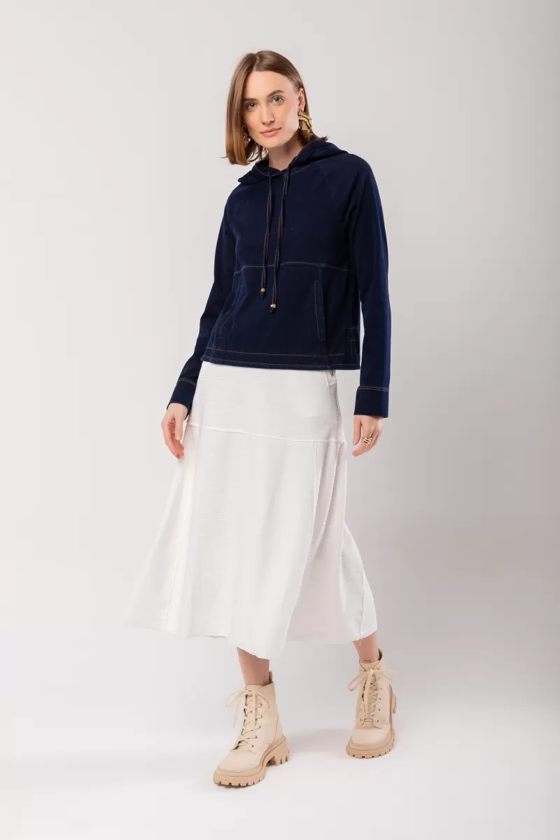 Hidrogênio - BLOUSE WITH DENIM JEANS MESH HOOD - 20043042 Hidrogênio - BLOUSE WITH DENIM JEANS MESH HOOD - 20043042