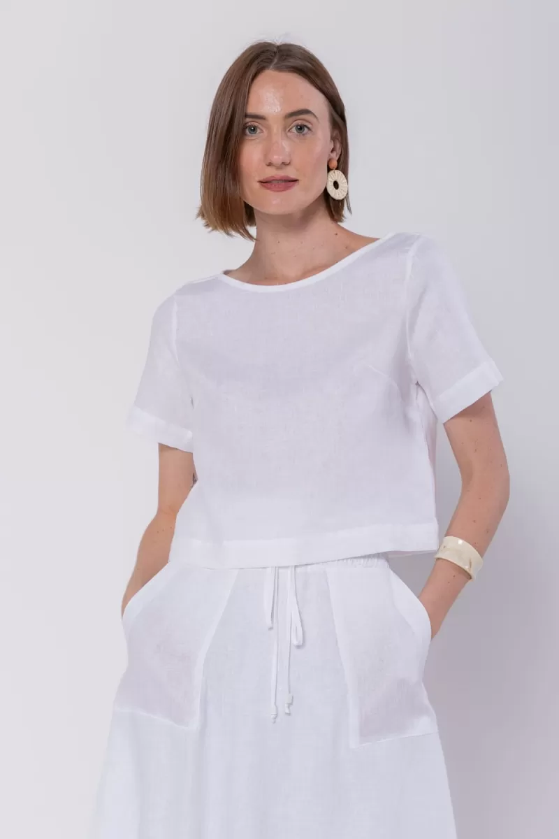 Hidrogênio - CROPPED BLOUSE 100% LINEN OFF WHITE - 19923018 Hidrogênio - CROPPED BLOUSE 100% LINEN OFF WHITE - 19923018