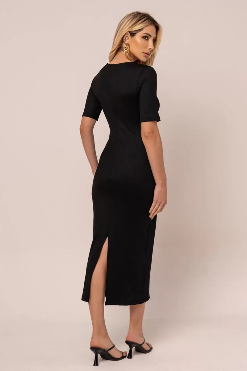 Miss Misses - Dress Miss Misses Ribbed MD V-Neck black - 54329001 Miss Misses - Dress Miss Misses Ribbed MD V-Neck black - 54329001