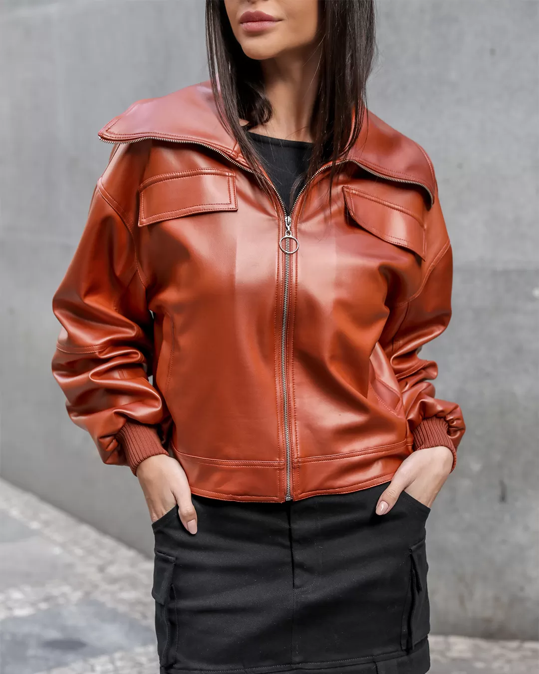 Dot Clothing - Jacket Dot Clothing Bomber Leather Brown - 2321MARROM Dot Clothing - Jacket Dot Clothing Bomber Leather Brown - 2321MARROM