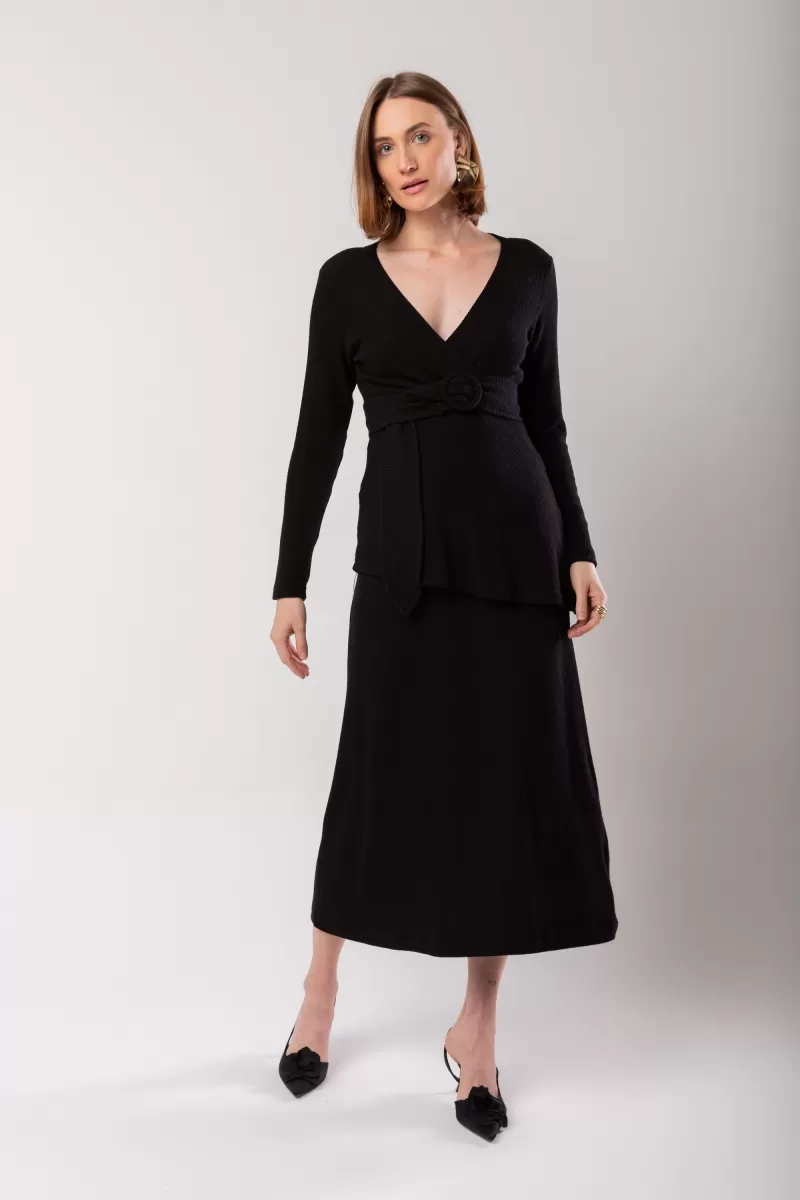 Hidrogênio - EVASE MIDI SKIRT AND BLOUSE SET WITH BLACK BELT - 20015001 Hidrogênio - EVASE MIDI SKIRT AND BLOUSE SET WITH BLACK BELT - 20015001