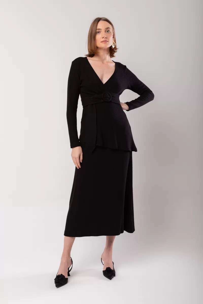 Hidrogênio - EVASE MIDI SKIRT AND BLOUSE SET WITH BLACK BELT - 20015001 Hidrogênio - EVASE MIDI SKIRT AND BLOUSE SET WITH BLACK BELT - 20015001