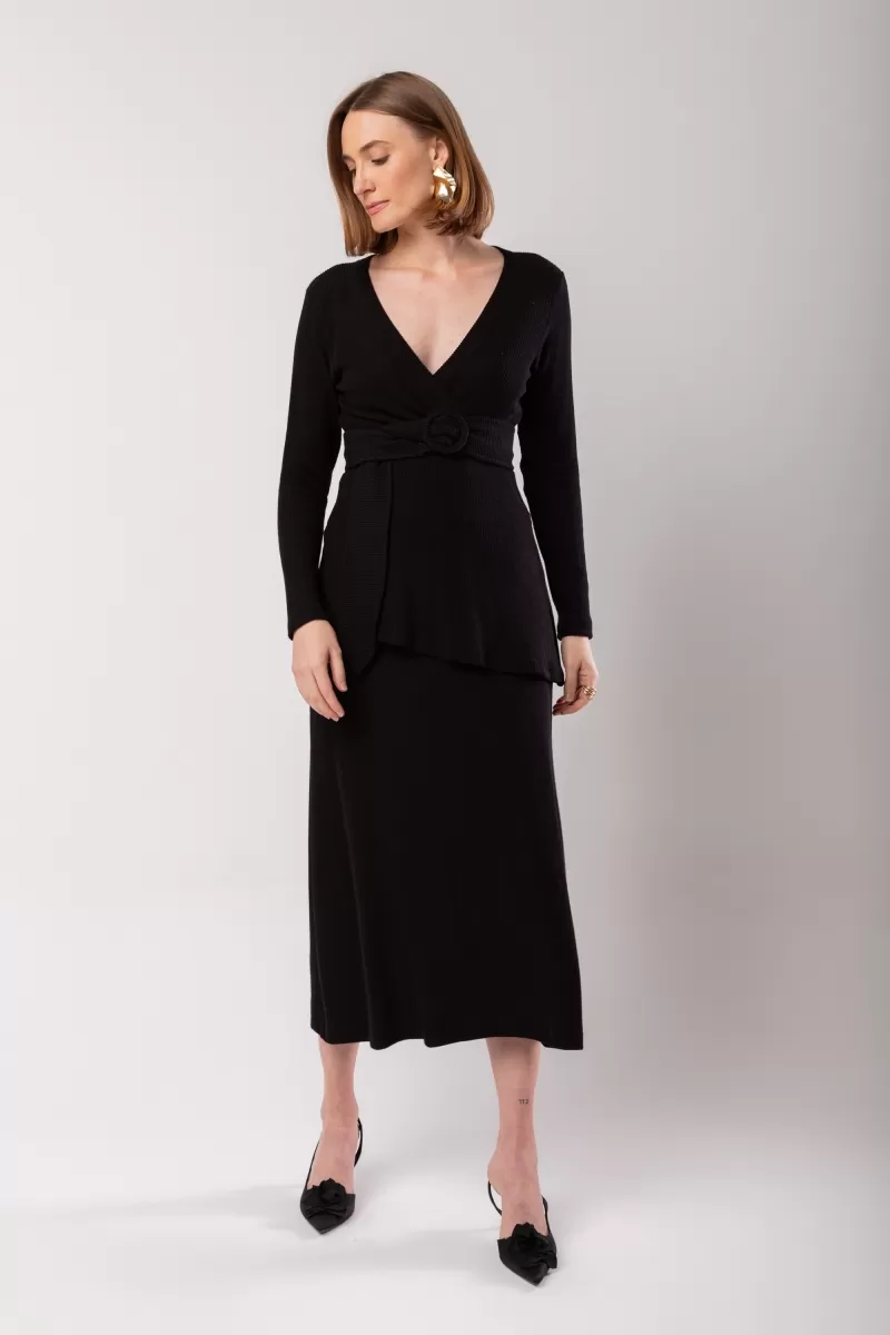 Hidrogênio - EVASE MIDI SKIRT AND BLOUSE SET WITH BLACK BELT - 20015001 Hidrogênio - EVASE MIDI SKIRT AND BLOUSE SET WITH BLACK BELT - 20015001