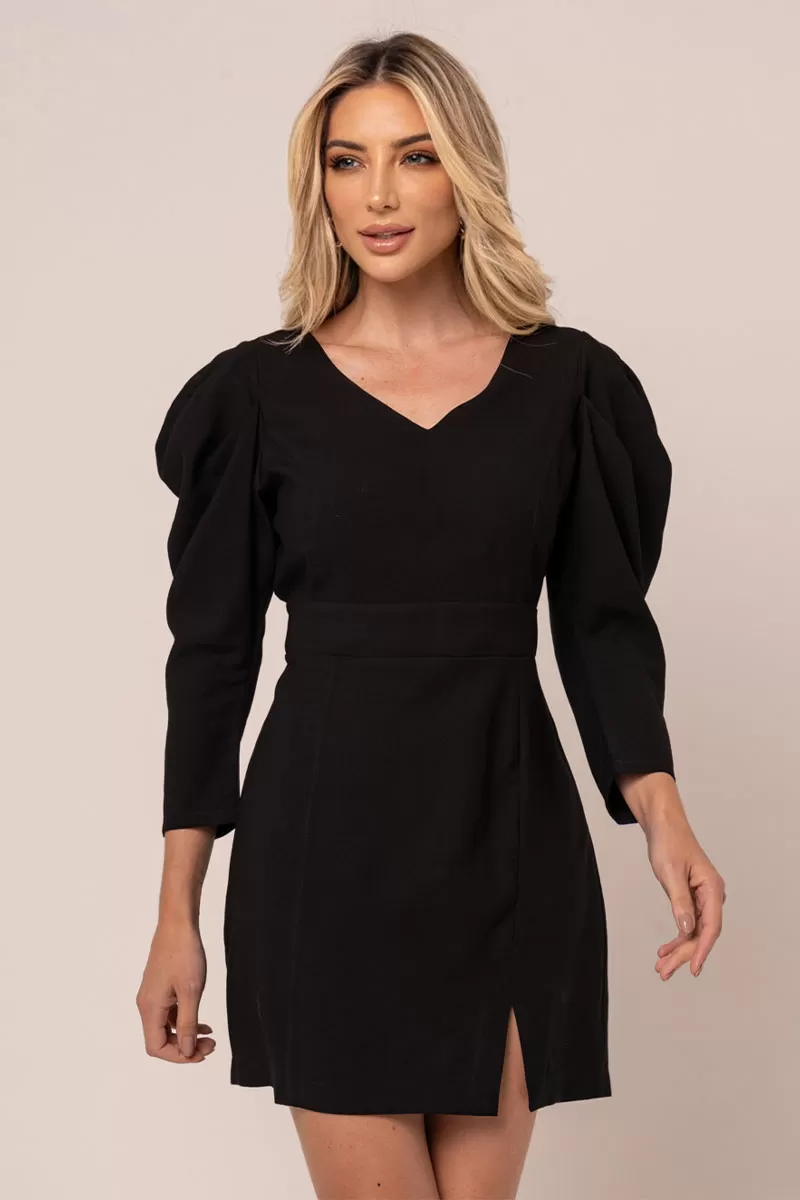 Miss Misses - Miss Misses Long Sleeve Tube Dress Princess Black - 54303PRETO Miss Misses - Miss Misses Long Sleeve Tube Dress Princess Black - 54303PRETO
