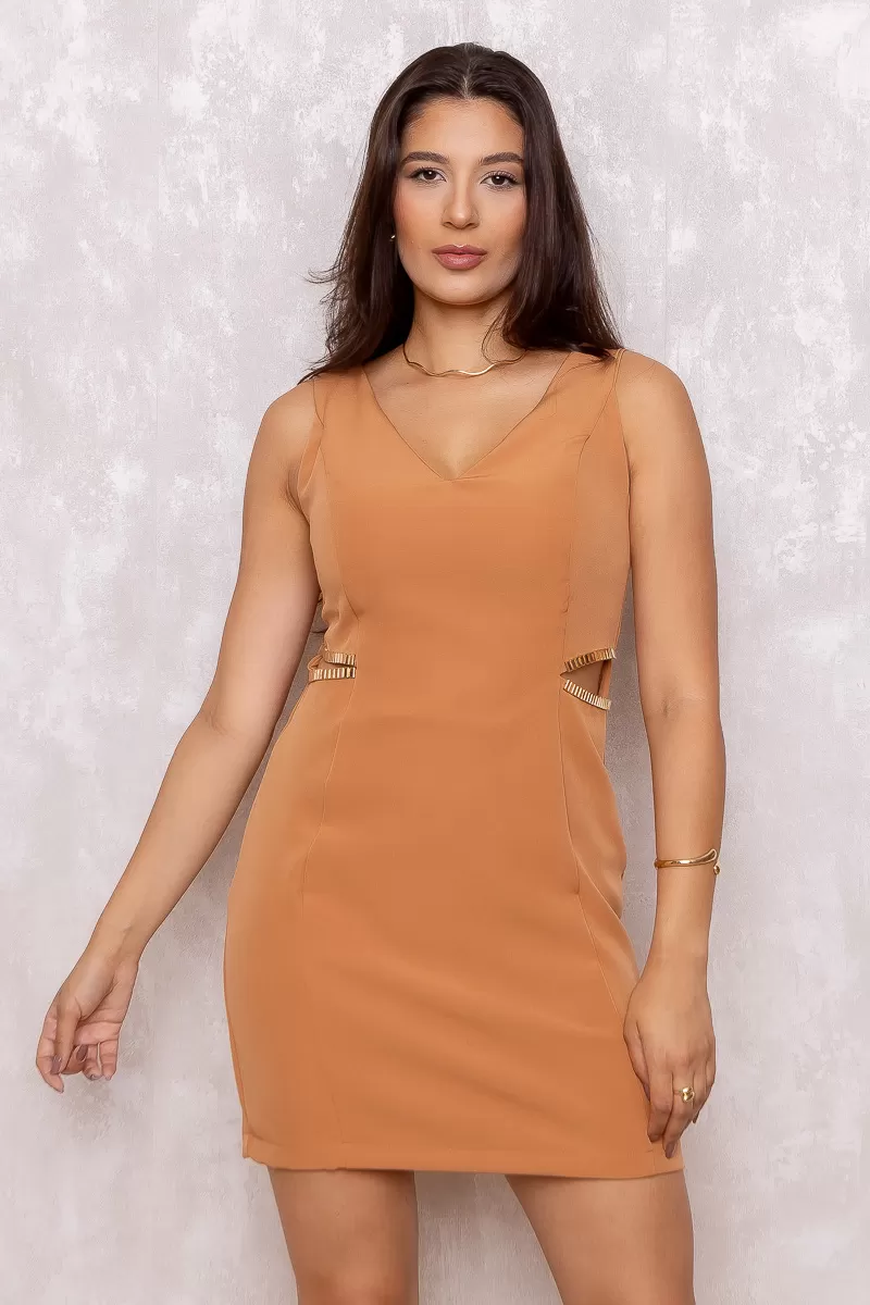 Miss Misses - Dress Miss Misses Hollow Out Tube at the Waist Beige - 80539BEGE Miss Misses - Dress Miss Misses Hollow Out Tube at the Waist Beige - 80539BEGE