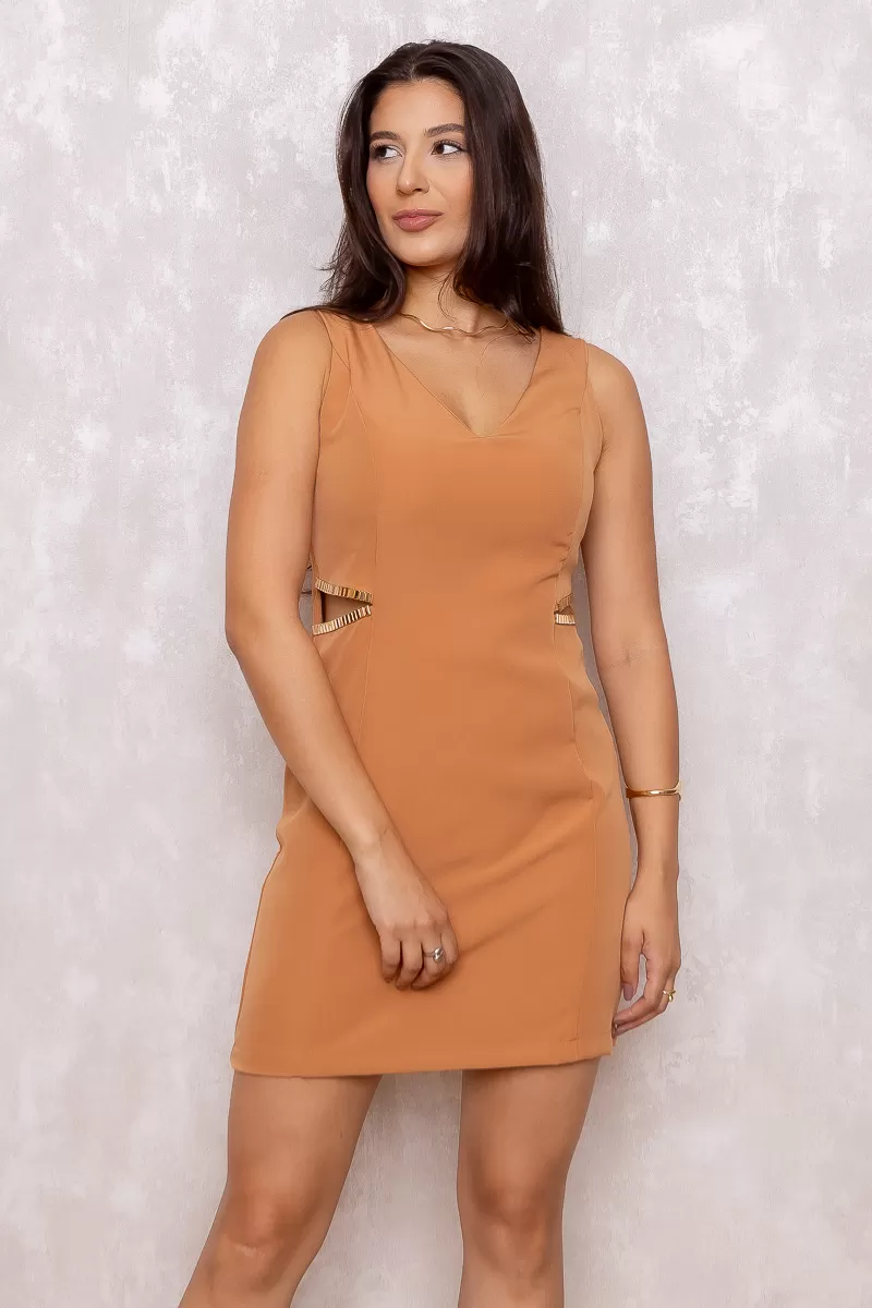 Miss Misses - Dress Miss Misses Hollow Out Tube at the Waist Beige - 80539BEGE Miss Misses - Dress Miss Misses Hollow Out Tube at the Waist Beige - 80539BEGE