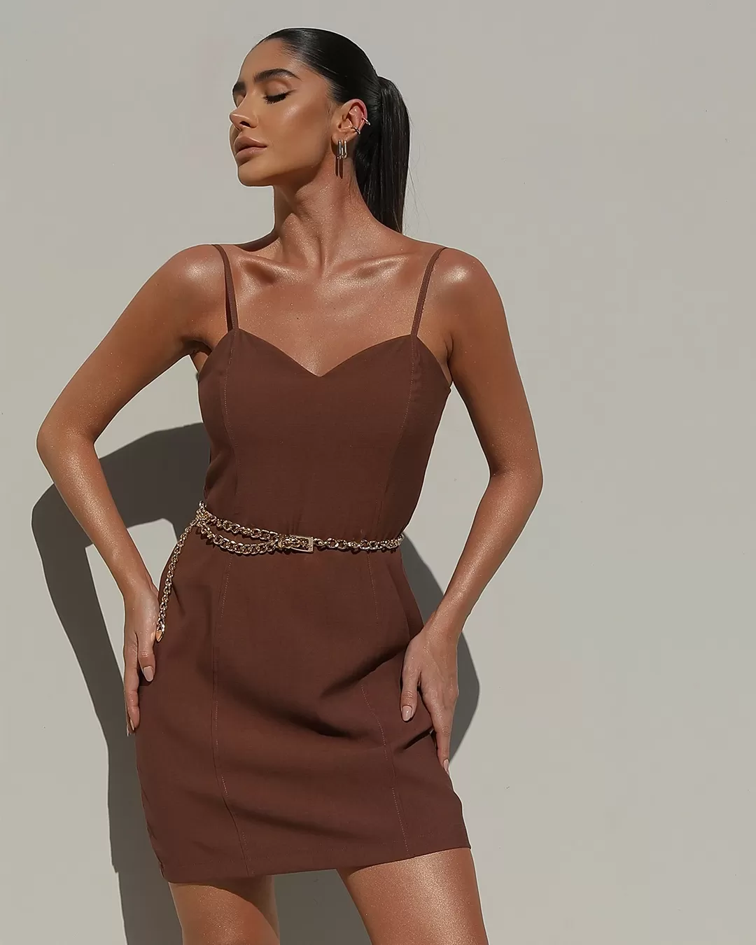 Miss Misses - Dress Miss Misses Brown Strap Tube - 54320MARROM Miss Misses - Dress Miss Misses Brown Strap Tube - 54320MARROM