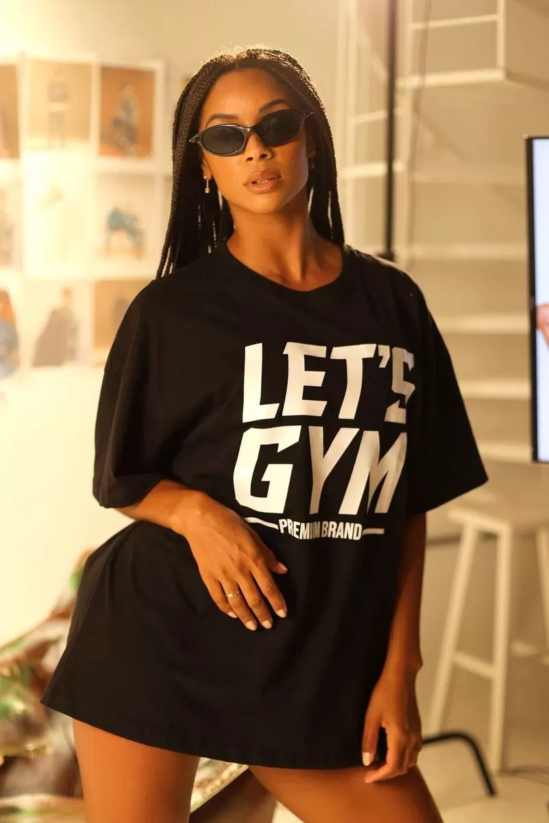 Lets Gym - Black Oversized T-Shirt - 2447PT Lets Gym - Black Oversized T-Shirt - 2447PT