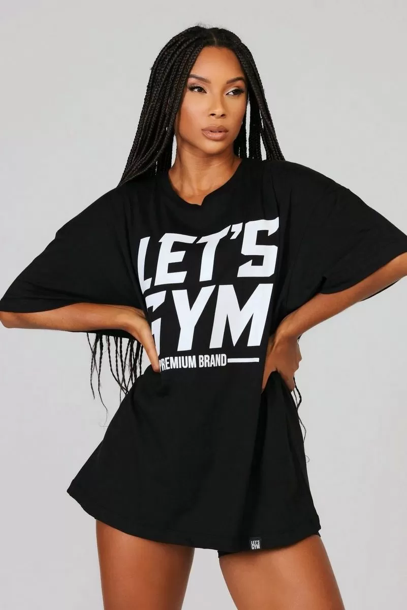 Lets Gym - Black Oversized T-Shirt - 2447PT Lets Gym - Black Oversized T-Shirt - 2447PT