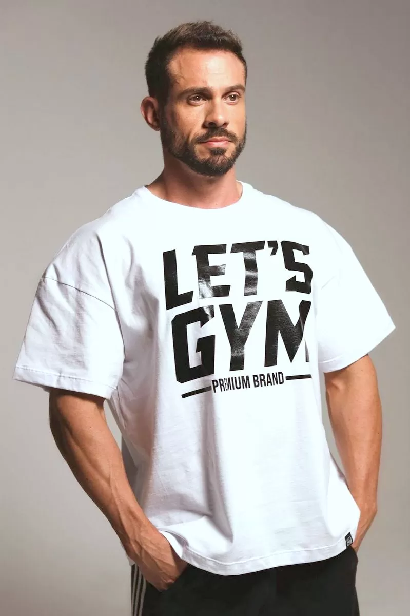 Lets Gym - White Oversized T-Shirt - 2447BR Lets Gym - White Oversized T-Shirt - 2447BR