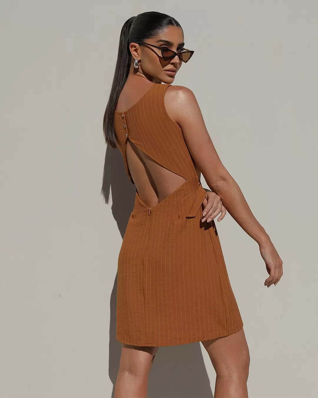 Miss Misses - Dress Miss Misses Caramel Pinstripe - 54336BEGE Miss Misses - Dress Miss Misses Caramel Pinstripe - 54336BEGE
