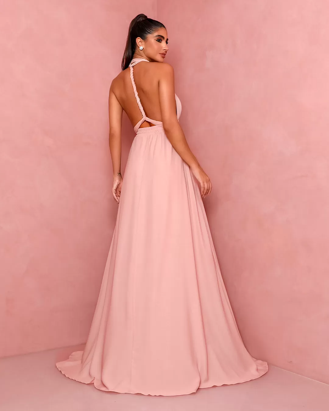 Dot Clothing - Dress Dot Clothing Long Tie Pink - 1771ROSA Dot Clothing - Dress Dot Clothing Long Tie Pink - 1771ROSA
