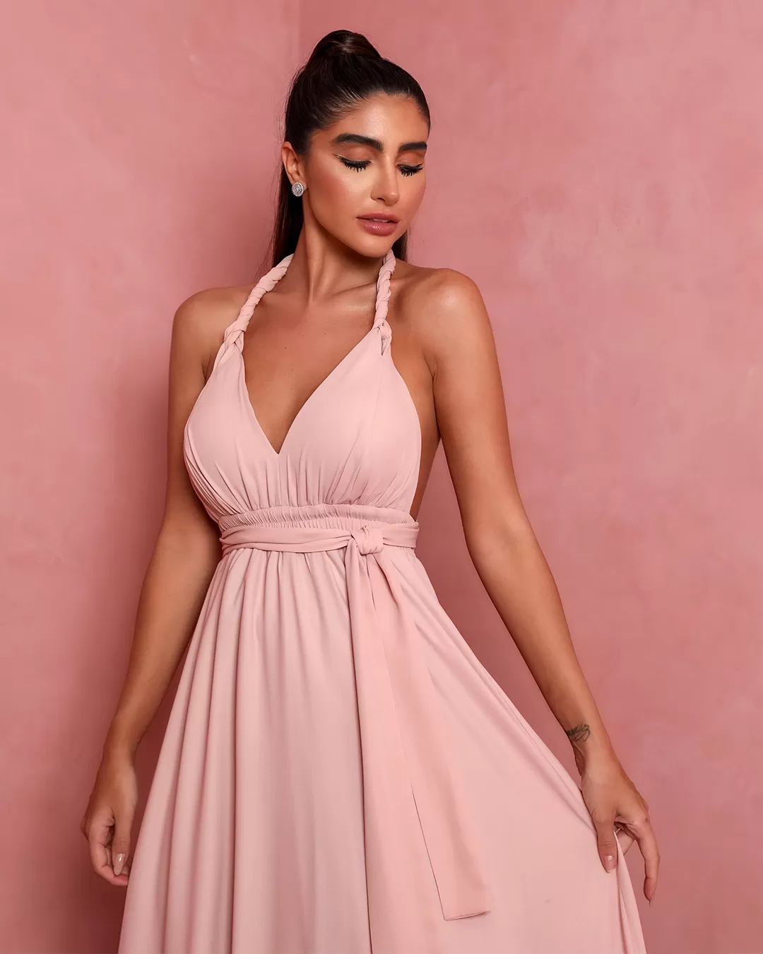 Dot Clothing - Dress Dot Clothing Long Tie Pink - 1771ROSA Dot Clothing - Dress Dot Clothing Long Tie Pink - 1771ROSA