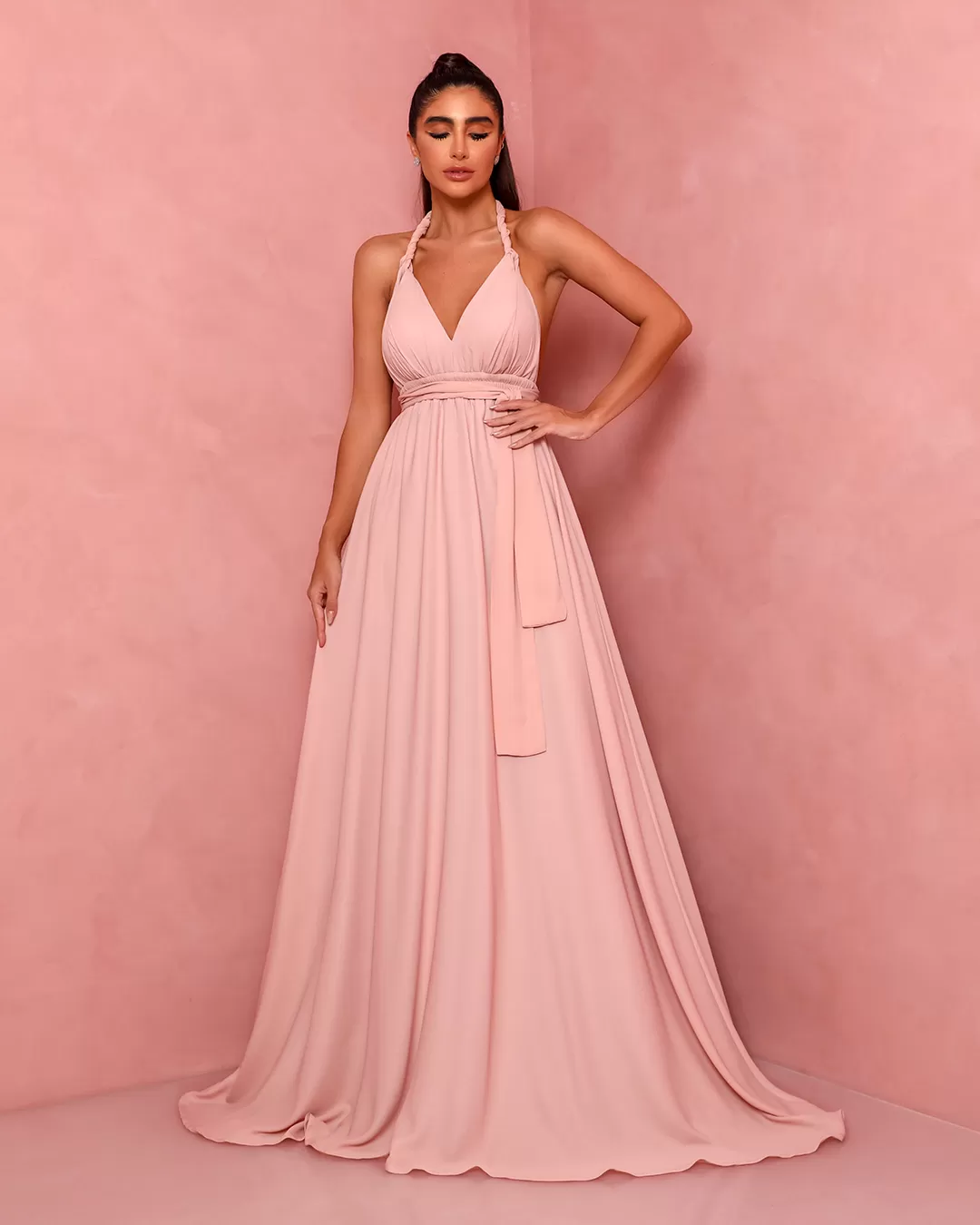 Dot Clothing - Dress Dot Clothing Long Tie Pink - 1771ROSA Dot Clothing - Dress Dot Clothing Long Tie Pink - 1771ROSA