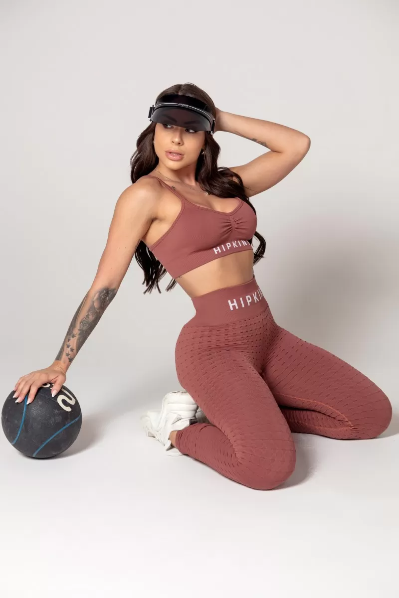 Hipkini - Brown Seamless Athleisure Top - 33330630 Hipkini - Brown Seamless Athleisure Top - 33330630
