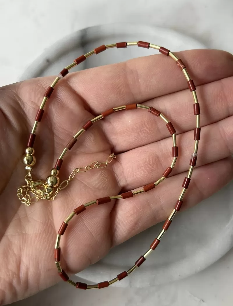 Mikabe - Red Jasper Stone Necklace - MK1746