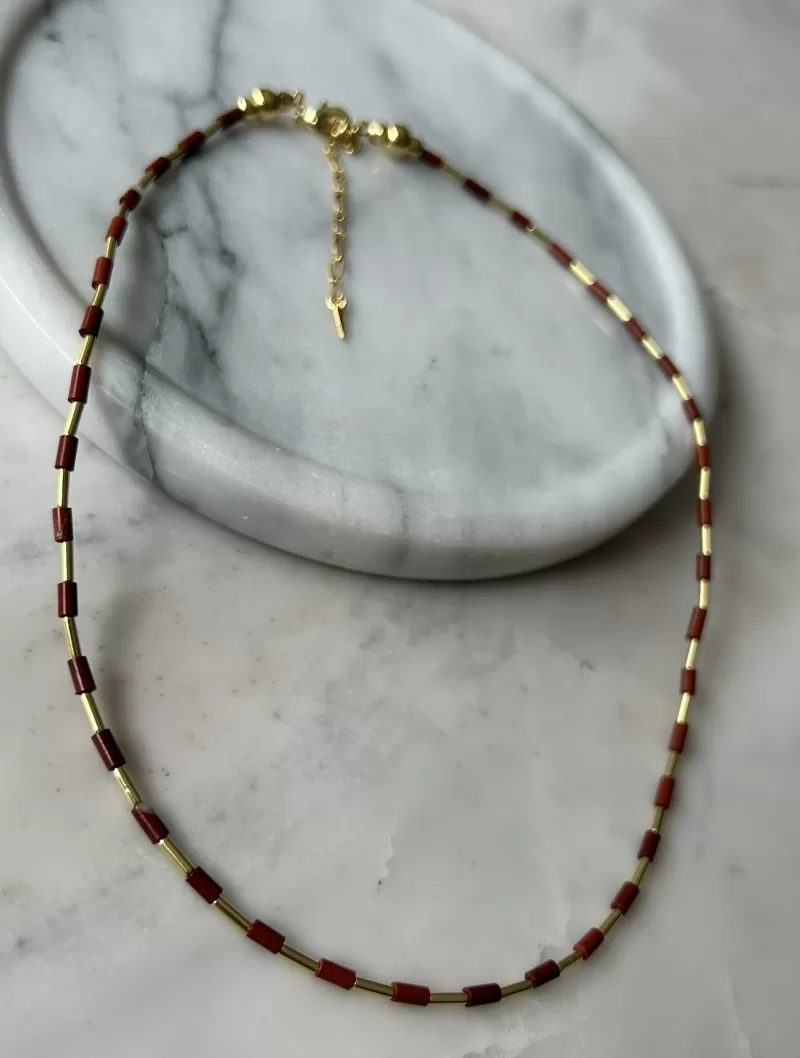 Mikabe - Red Jasper Stone Necklace - MK1746