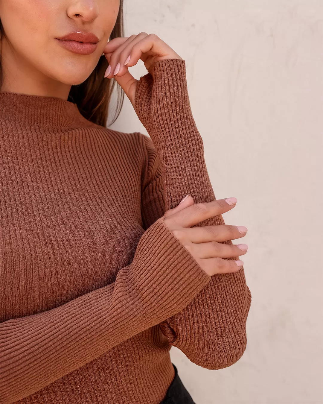 Dot Clothing - Shirt Dot Clothing Brown Ribbed Mesh - T194MARROM Dot Clothing - Shirt Dot Clothing Brown Ribbed Mesh - T194MARROM