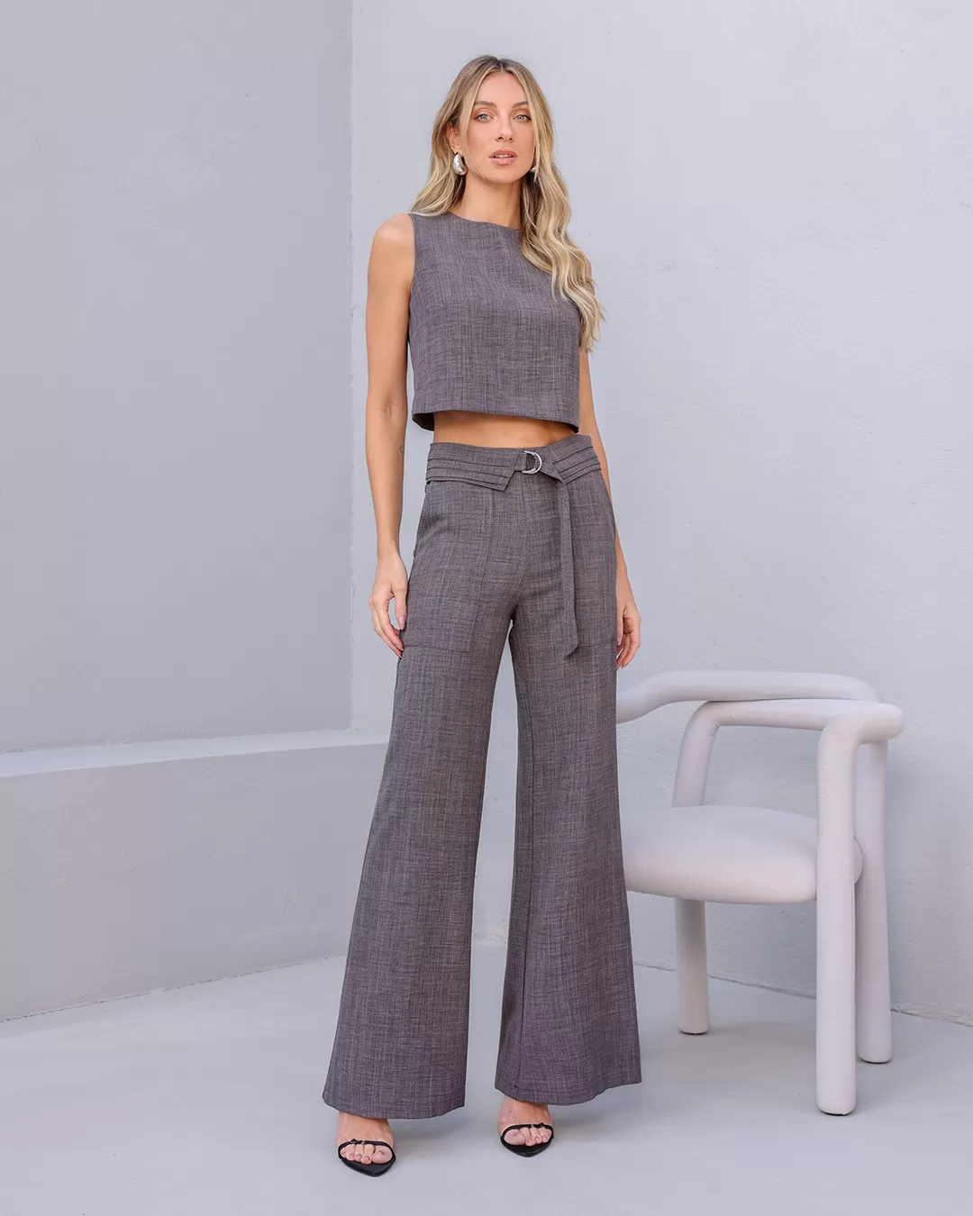 Dot Clothing - Set Dot Clothing Tank Shirt and Pants Gray - 2396CINZA Dot Clothing - Set Dot Clothing Tank Shirt and Pants Gray - 2396CINZA
