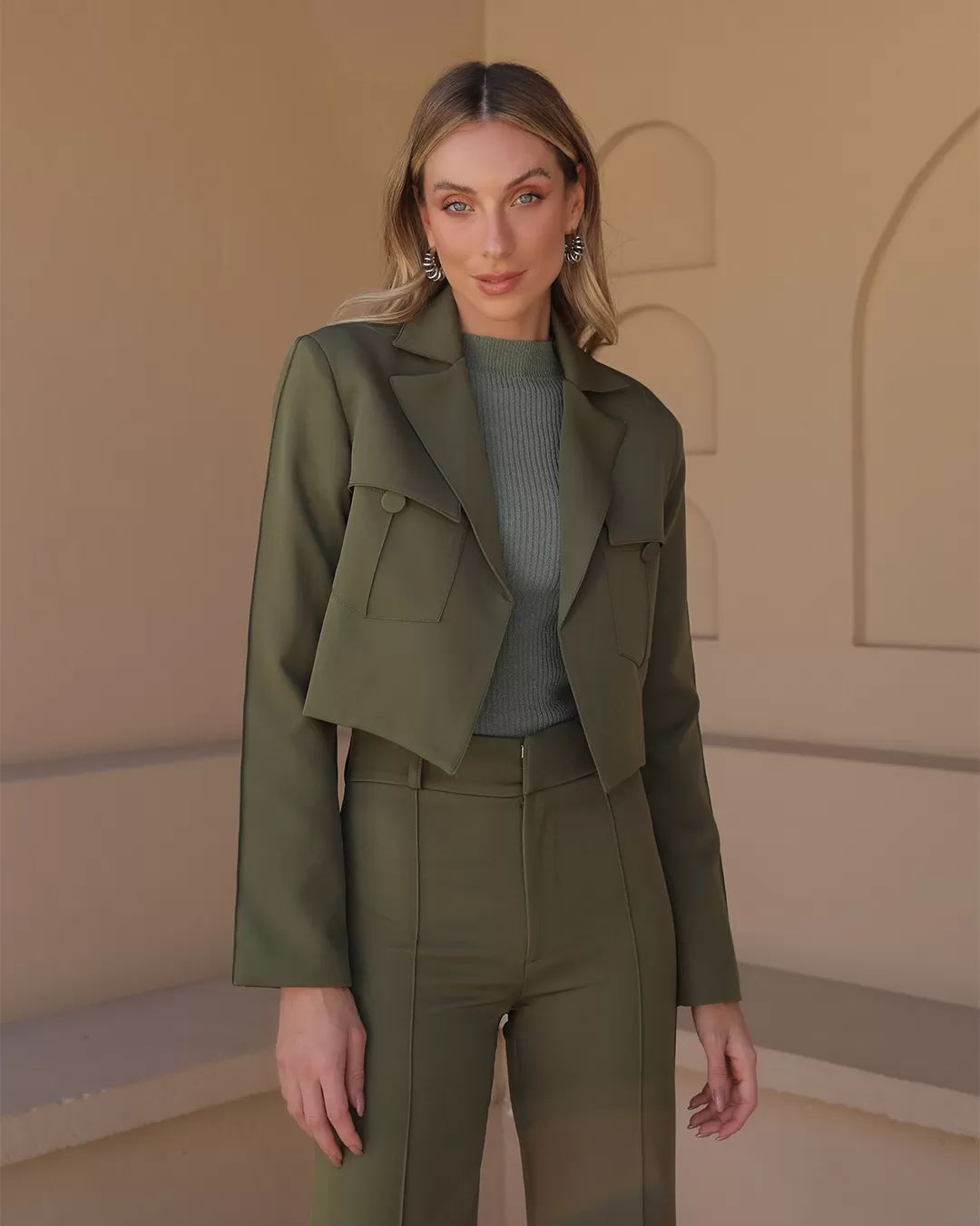 Dot Clothing - Dot Clothing Blazer and Pants Set Military Green - 2390VERDE Dot Clothing - Dot Clothing Blazer and Pants Set Military Green - 2390VERDE