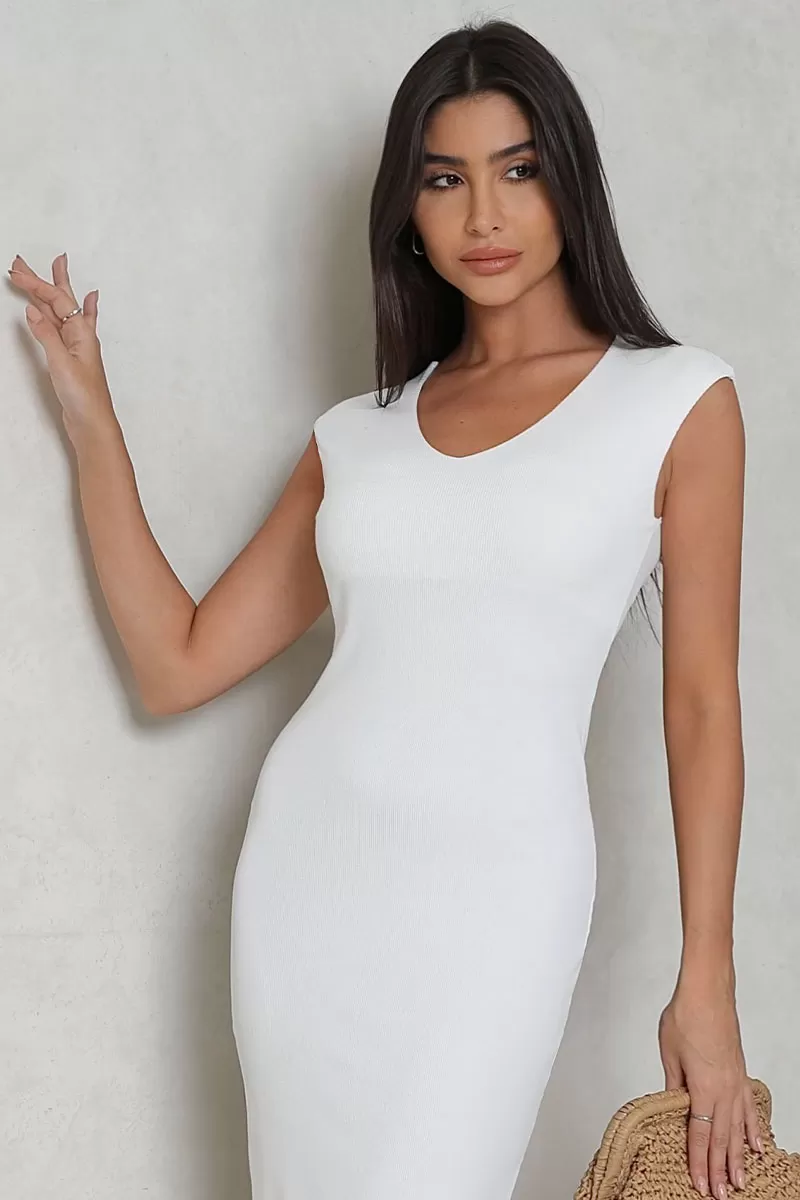 Miss Misses - Dress Miss Misses Ribbed MD V Neck White Tank Shirt - 54331OFF Miss Misses - Dress Miss Misses Ribbed MD V Neck White Tank Shirt - 54331OFF